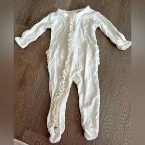 Spearmint Love NB Bamboo Footie with Ruffle bottom